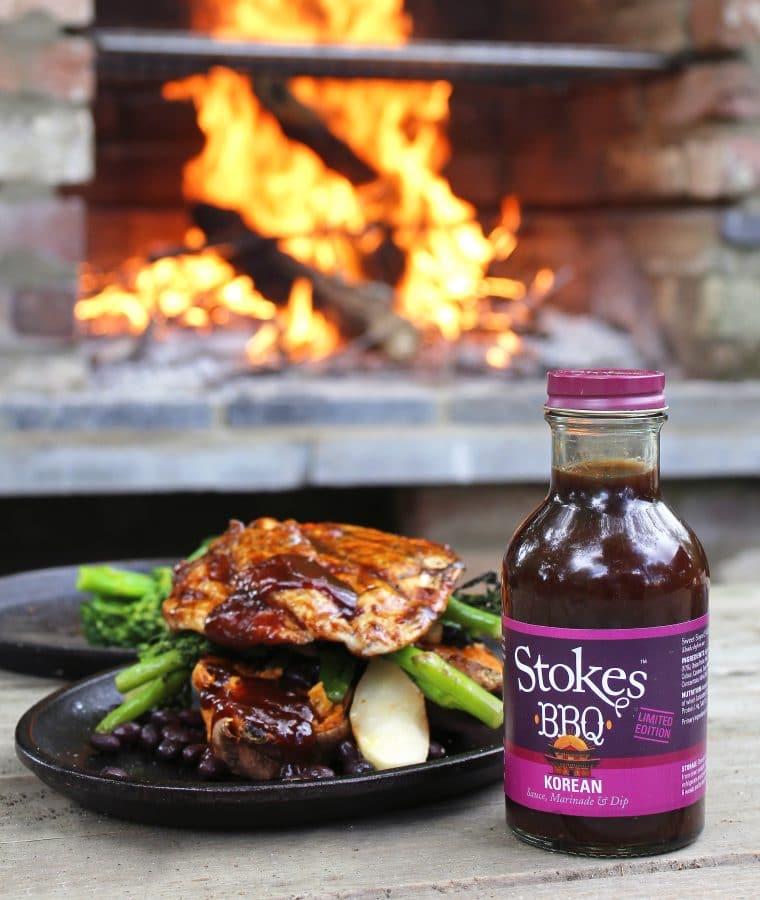 Korean BBQ Chicken with Sweet Potato Wedges - Stokes Sauces