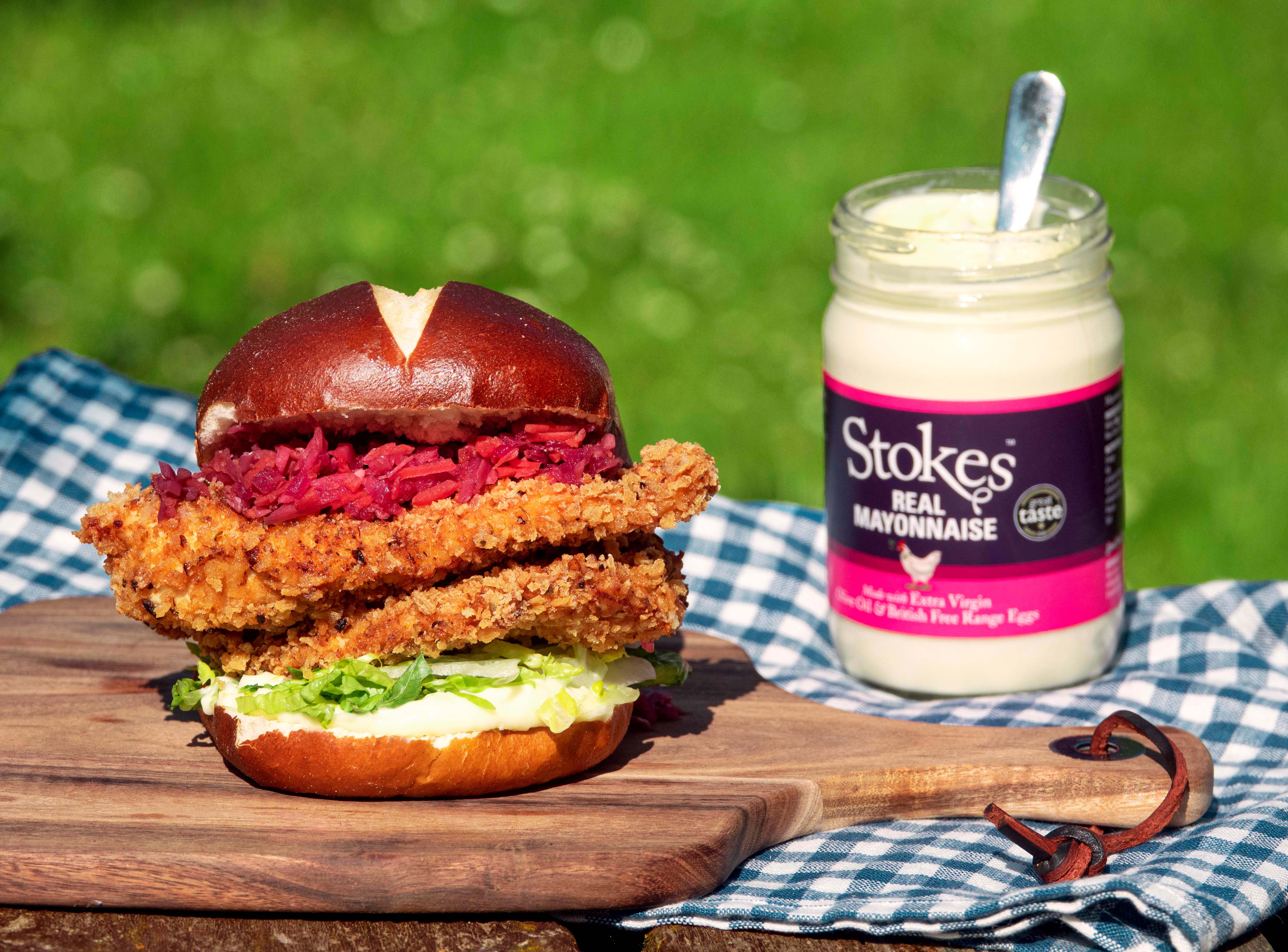 Crispy Chicken Burger with Red Slaw - Stokes Sauces